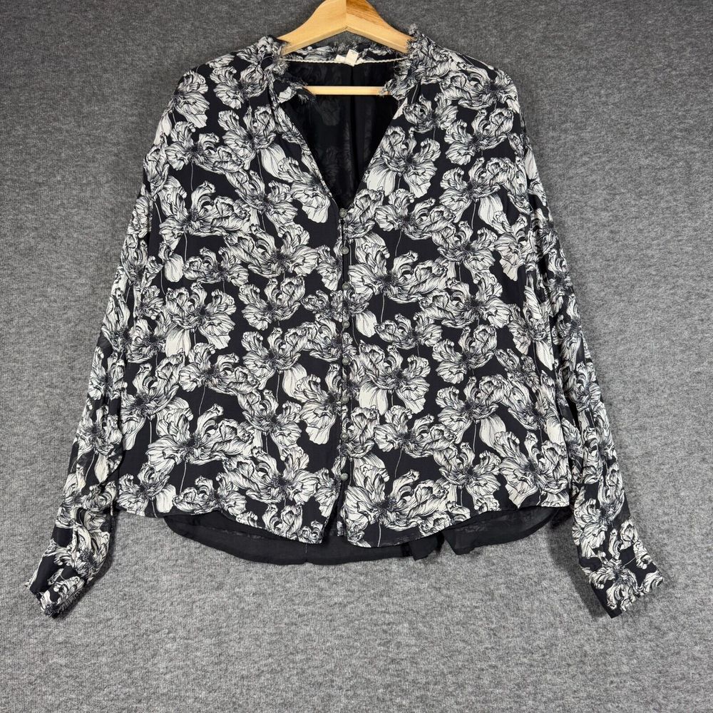 Pilcro Black and White Floral Blouse